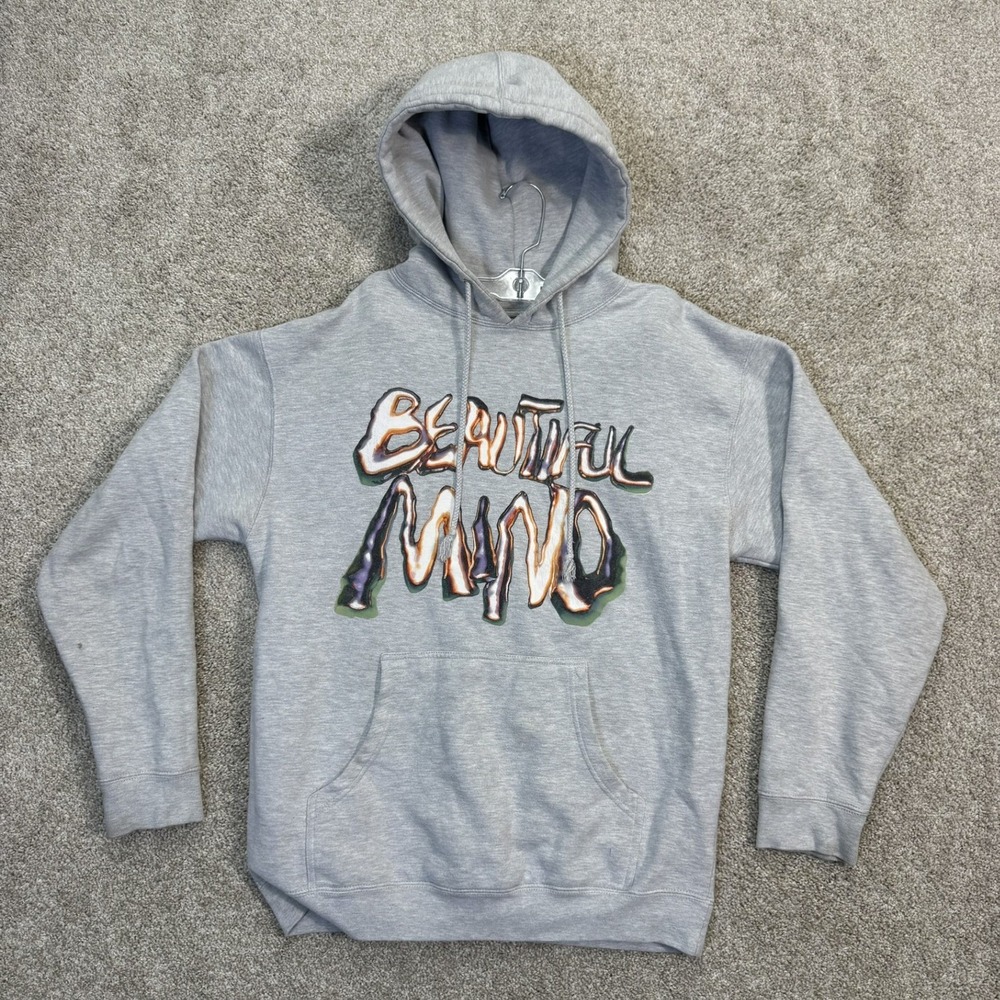 Rod Wave Mens Hoodie Sweatshirt Medium Grey Beautiful Mind Butterfly Graphic